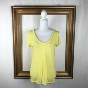 T. La ANTHROPOLOGIE  yellow high low tissue tee XS